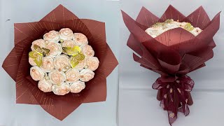 Сделай сам | Как легко сделать букет роз из папиросной бумаги | Упаковка круглого букета цветов