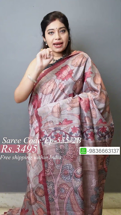 Exclusive Tussar Kalamkari Sarees at Affordable Prices EP555 S2B