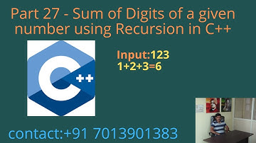 Sum of Digits of a Given Number using Recursion in C++ - Part 27