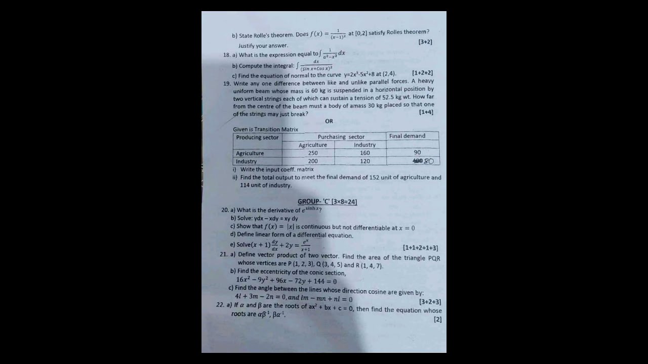 Class 12 Science Math Pre Board Exam Question YouTube Class 12 Science Math Pre Board Exam Question YouTube