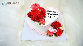 Amazing Heart Cake Decorating Tutorial For Everyone | Trang Trí Bánh Hoa Hình Trái Tim Đơn Giản