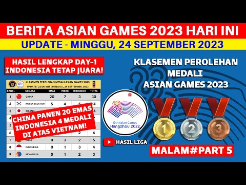 HASIL LENGKAP MATCHDAY 1 INDONESIA TETAP JUARA - Klasemen Perolehan Medali Asian Games 2023 Terbaru
