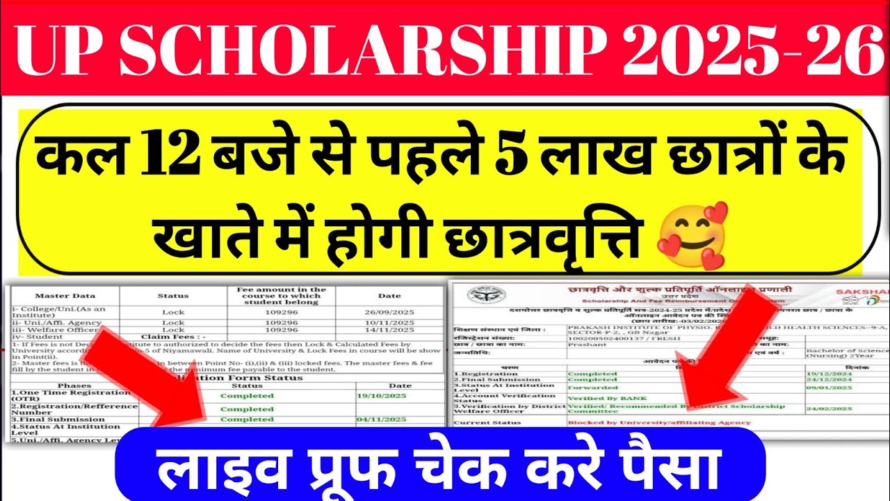 up scholarship latest news today/up scholarship latest news/up scholarship Kab Ayega 2024-25