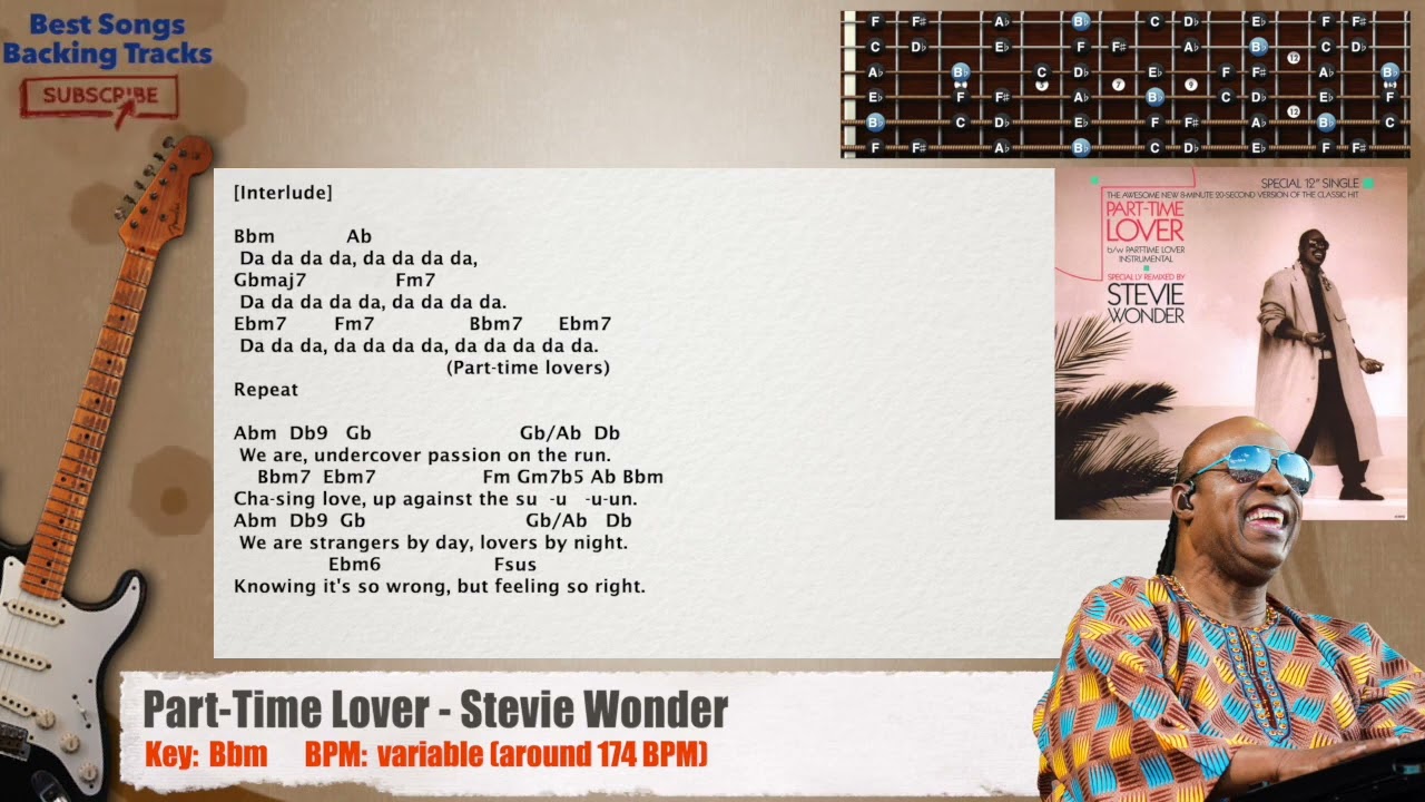 🎸 PartTime Lover Stevie Wonder Guitar Backing Track with chords and lyrics YouTube 🎸 PartTime Lover Stevie Wonder Guitar Backing Track with chords and lyrics YouTube