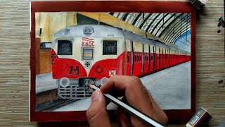 Drawing a local train! Mumbai's iconic lifeline- DC Local train (EMU)! Indian Railways