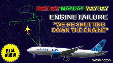 MAYDAY. Engine failure. Fuel dumping. United Boeing 777 returns to Washington. Real ATC