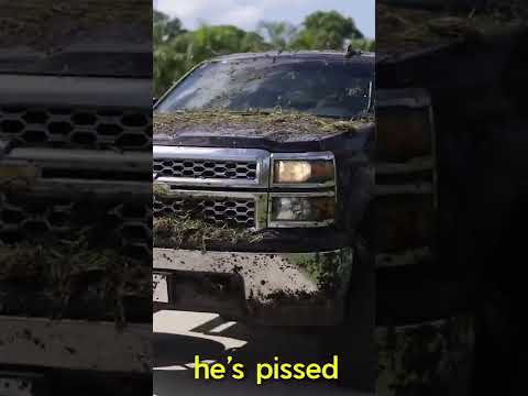 Danny Duncan covers Frankie's truck in mud