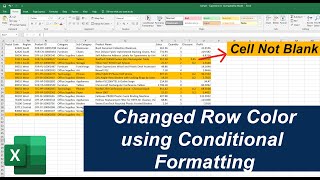 change color of entire row when a cell is blank/not blank | conditional formatting in excel