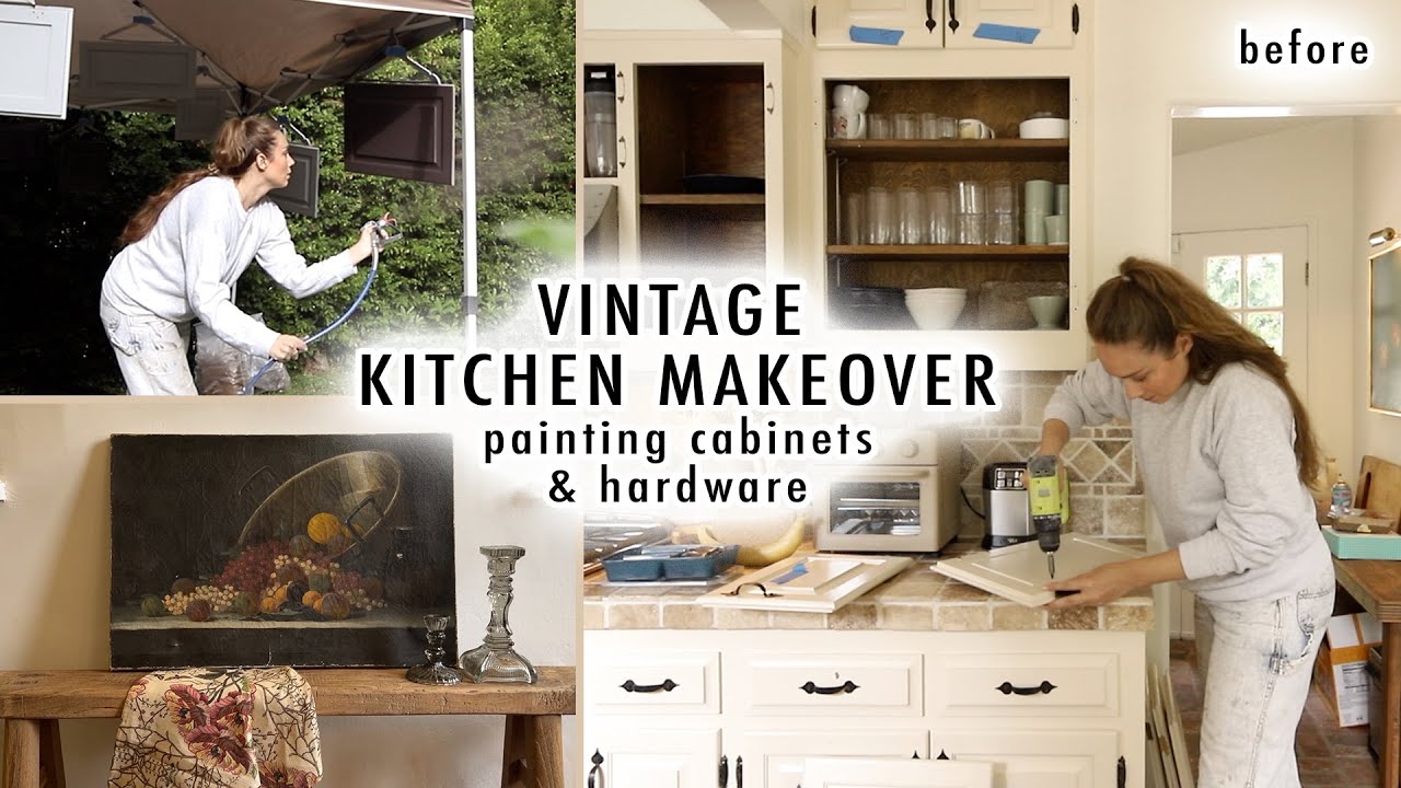 VINTAGE KITCHEN MAKEOVER (Painting & Hardware) *Moody, French