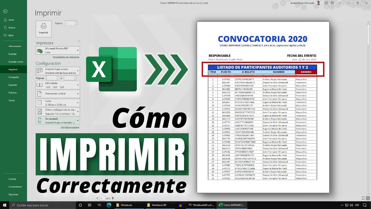 Como Imprimir Correctamente En Excel Configurar Impresin 2019 Youtube