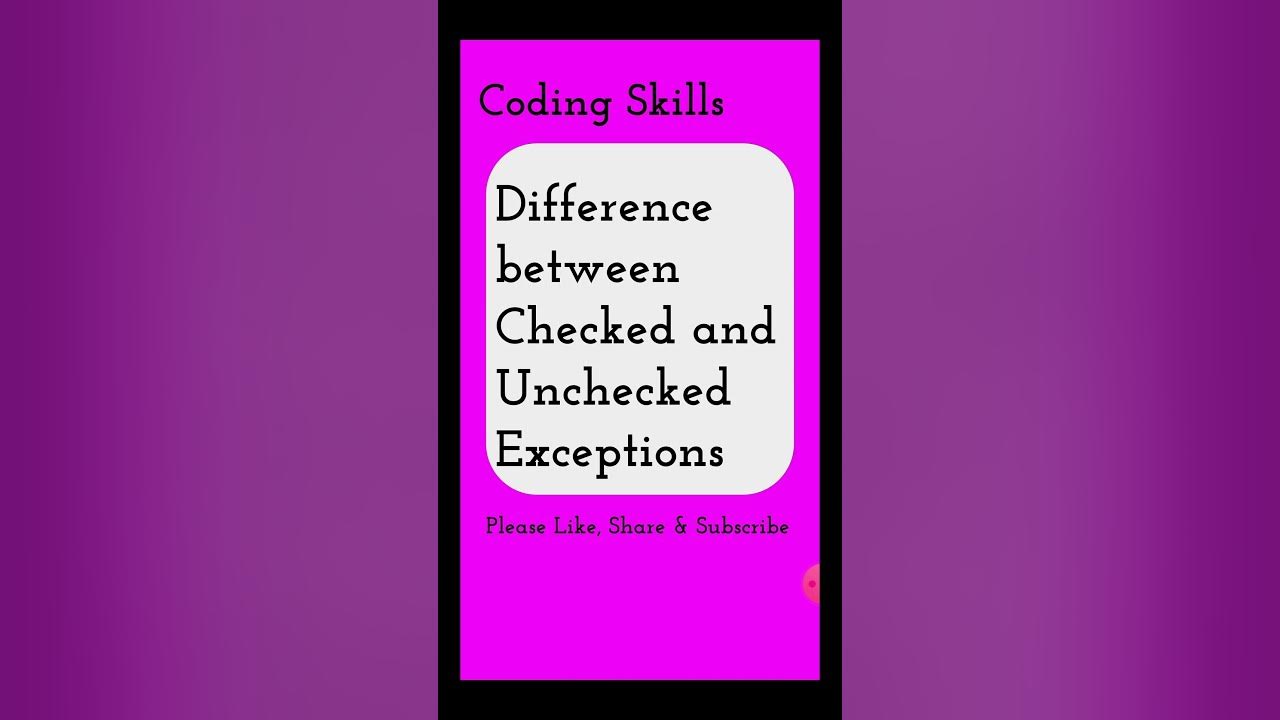 Difference between Checked and Unchecked Exceptions | Coding Skills ...