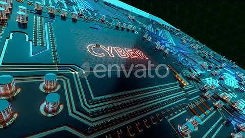 Safety Secure Protection Cyber and Security Words on Digital Futuristic Circuit Board | Motion