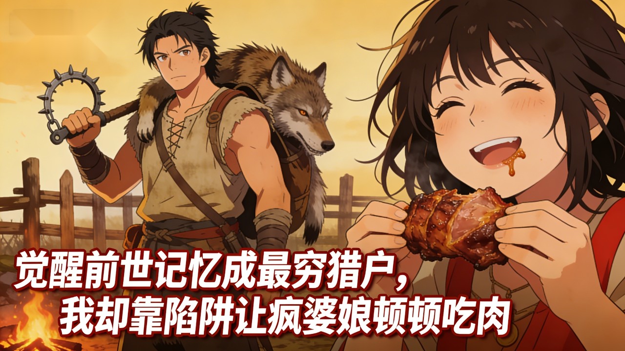 覺醒前世記憶成最窮獵戶，我卻靠陷阱讓瘋婆娘頓頓吃肉。別人啃樹皮，我家肉香飄，瘋妻眼裏有了光。#都市小说 #玄幻小说