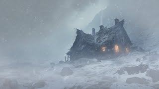 Windy Snowscape by the Lonely Hut | Cold Snow Storm & Blizzard Sounds for Sleeping | Howling Wind