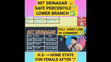 Nit Srinagar safe percentile for lower branch 🔴😇 #jee #percentile #jeemains #nit #shorts #cutoff #yt