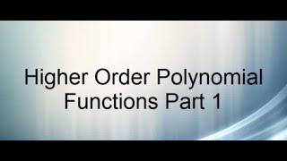 Higher Order Polynomial Graphs Part 1