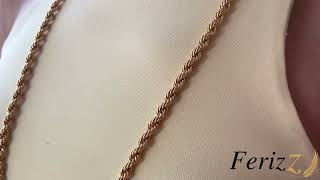 Ferizz Altın Kaplama 6Mm Kalın Burgu Halat Zincir Zn-131 80 Cm