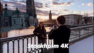 Sunset in Stockholm 4K HDR Sweden Spring Walking Tour