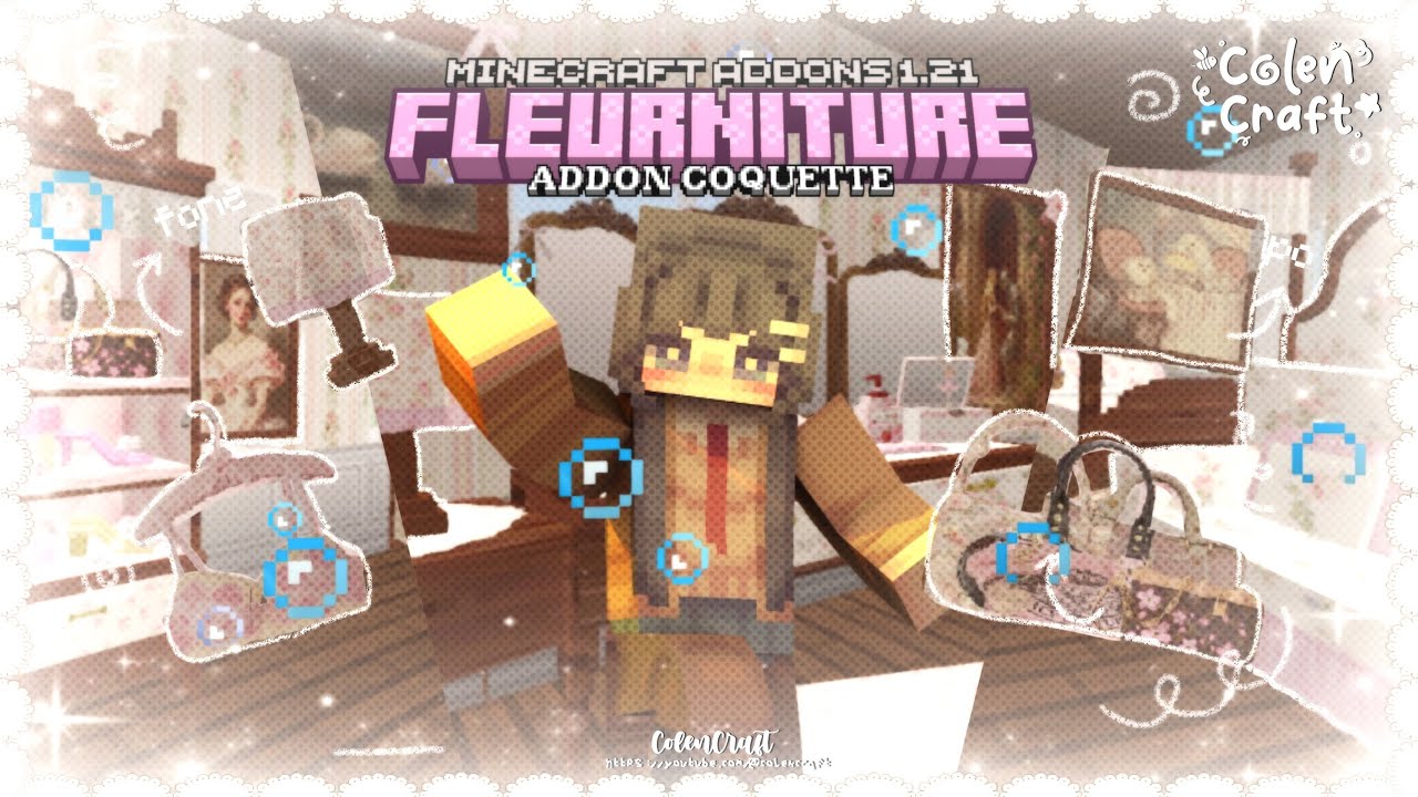 ꒰ Minecraft PE ꒱ 𐙚 🎀🪑 Fleurniture - ADDON DE MÓVEIS COQUETTE 1.21.101 | colencraft  ֱ✿༷ 𝆬