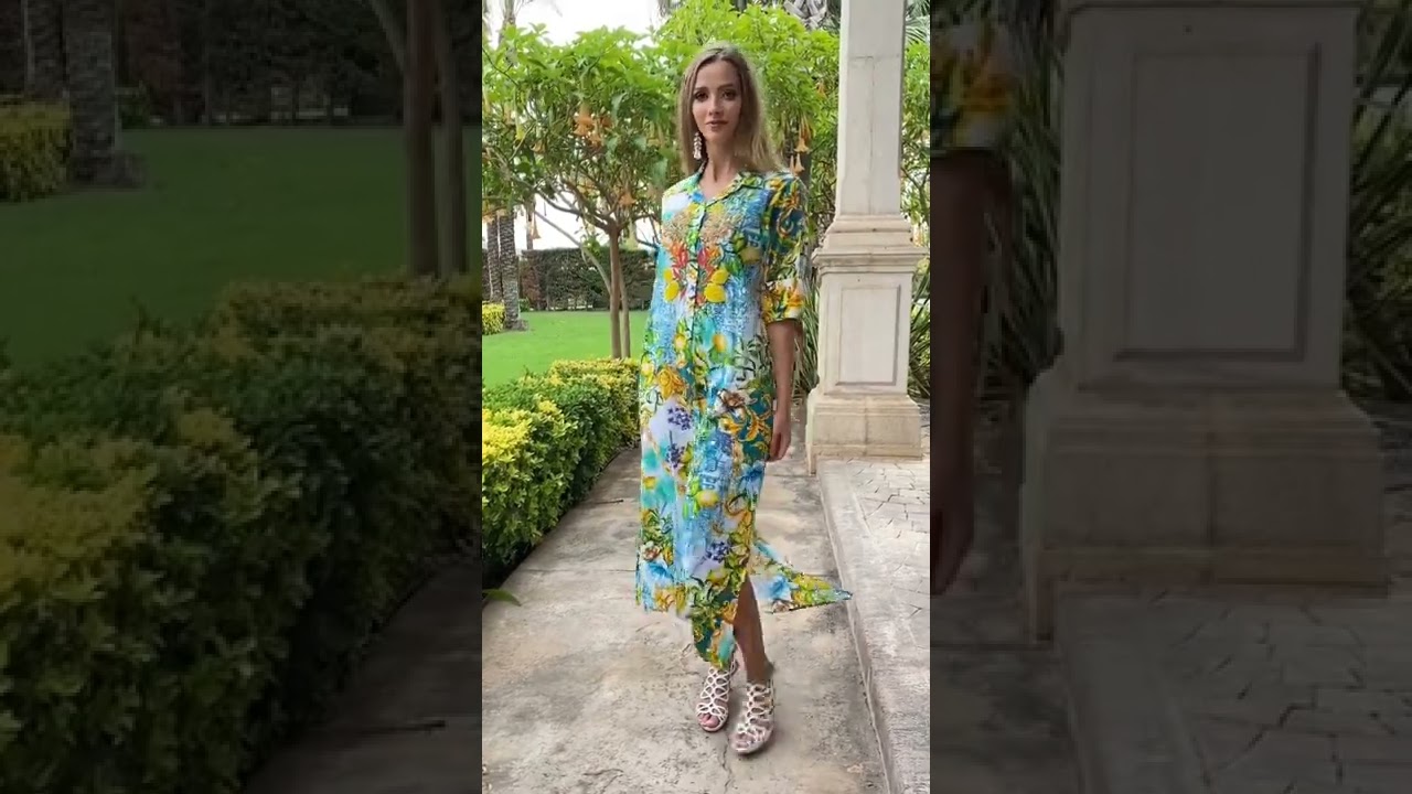 Хлопковое летнее платье на пуговицах с ярким принтом 22A 461/1C AnastaSea новая коллекция 2022