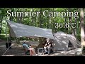 【夫婦キャンプ】36.6℃猛暑日キャンプ | 夏キャンプ暑さ対策 | snow peak Land Nest M | ASMR | camping