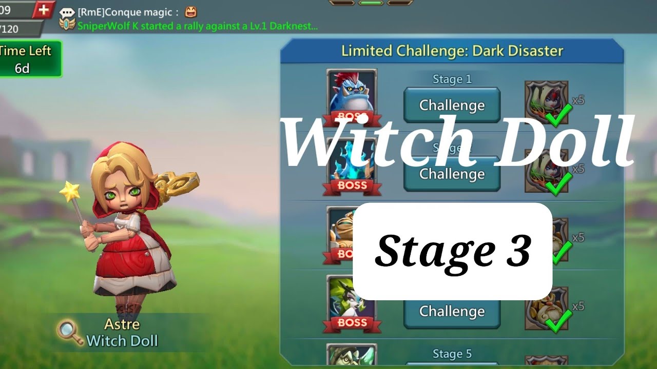 Lords Mobile | Witch Doll : Stage 3 | Limited challenge : Dark Disaster Stage 7