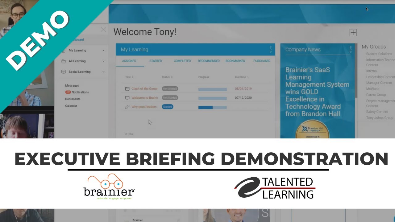 Brainier LMS Executive Briefing Demonstration - YouTube