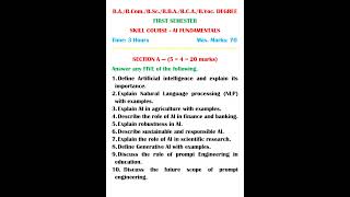 AI Fundamentals MODEL PAPER | 100% Exam Focus | Semester-1