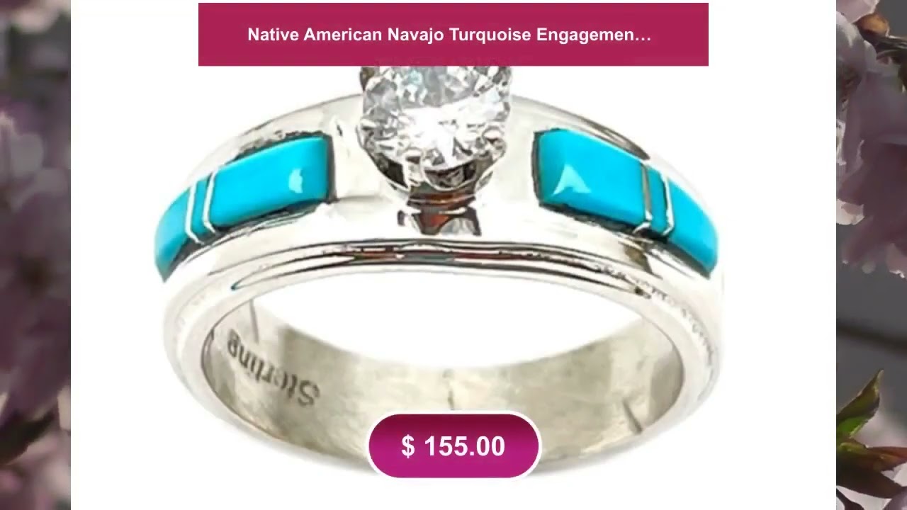 Native American Navajo Turquoise Engagement Ring Size 8 Sterling Silver