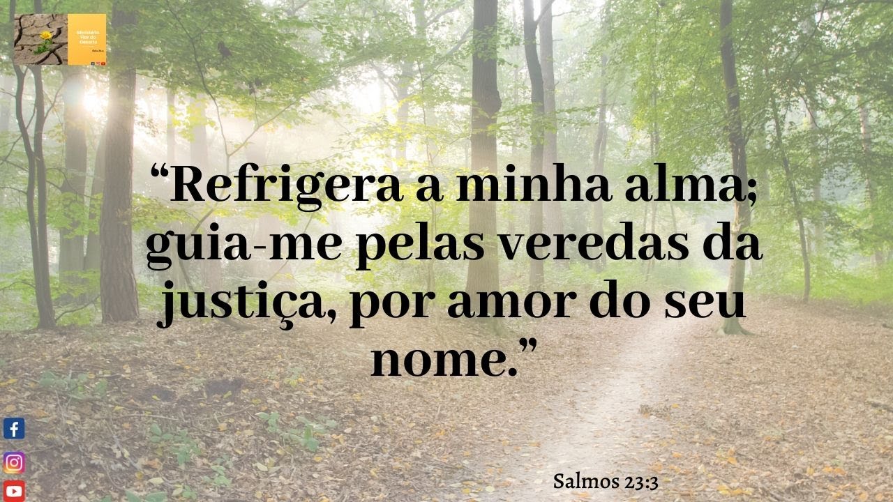 Refrigera a minha alma; guia-me pelas veredas da justiça, por amor do ...