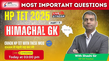 HP TET  || HP GK || P - 2 Most Important Questions + PYQ #hptet2025 #apcacademy #hpbose #tet