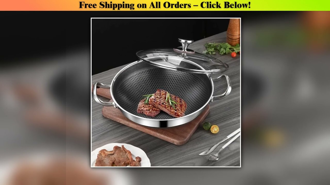 Double sided frying pan, frying pan, non stick, multi-purpose pan, low oil fume, flat bottomed