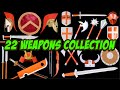 Collection 22 armes en papier origami  casque  pe  bouclier  hache  lance  katana