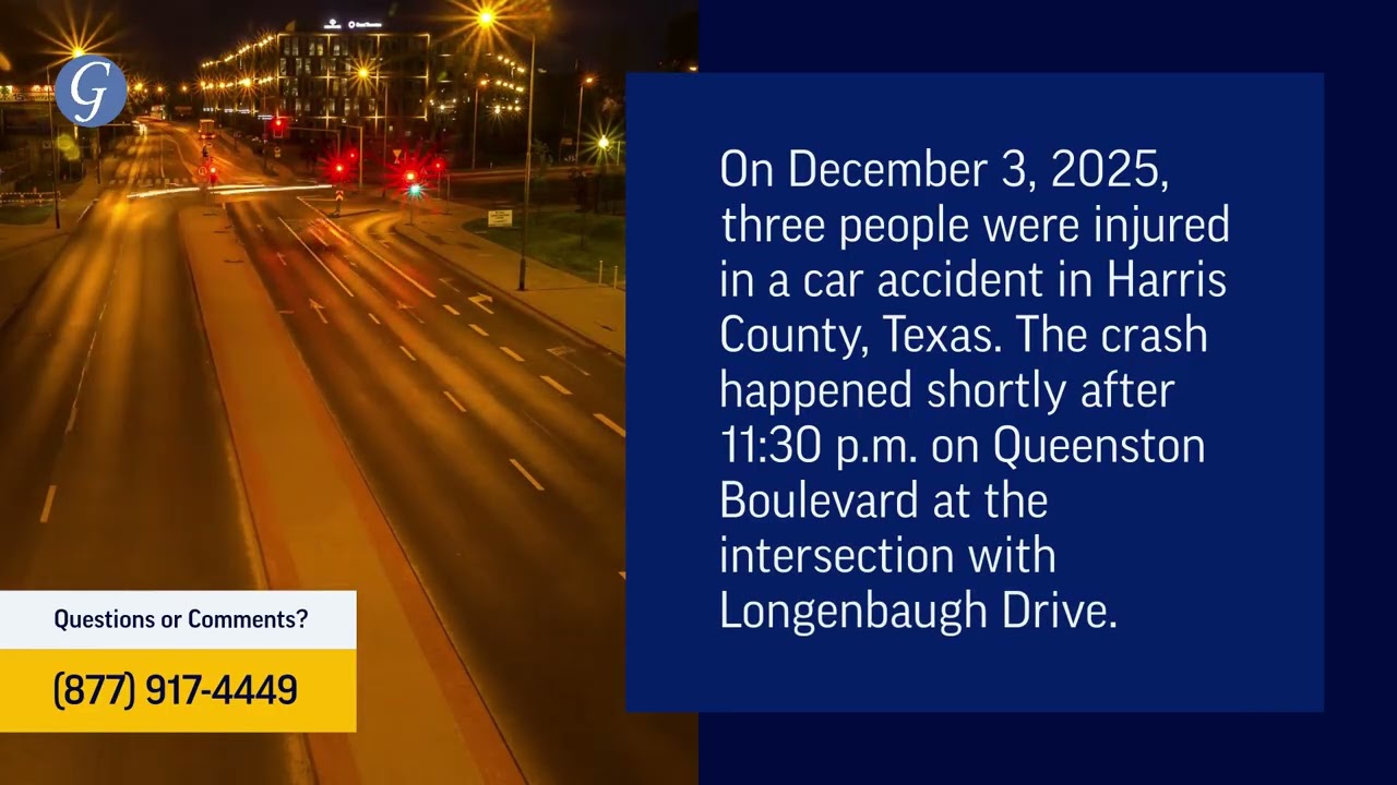 Three Injured in Car Accident on Queenston Boulevard in Harris County, TX