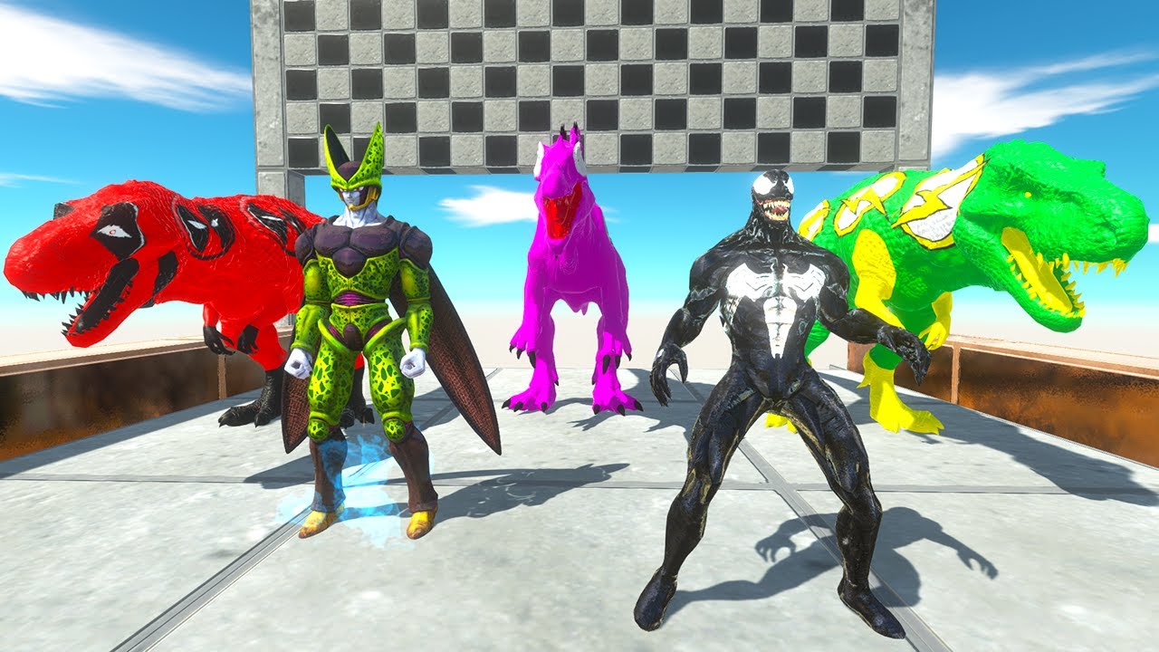 Dc T-rex Superhero Vs Venom Vs Cell Perfect Speed Race Championship ...