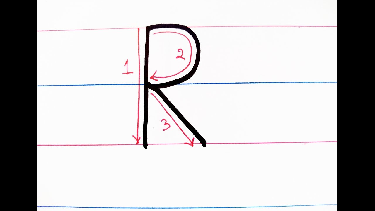 Learn how to write alphabet Capital "R" for kids - YouTube