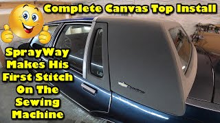 Box Chevy Caprice LS Brougham Quarter Top Install & Stitch  Removing Old Vinyl For Canvas Material