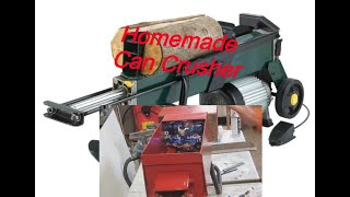 Homemade can crusher from yardworks log splitter