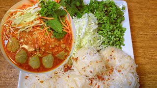 How to make Mee Ka Tee | ວິທີເຮັດໝີ່ກະທິ | หมี่กะทิ