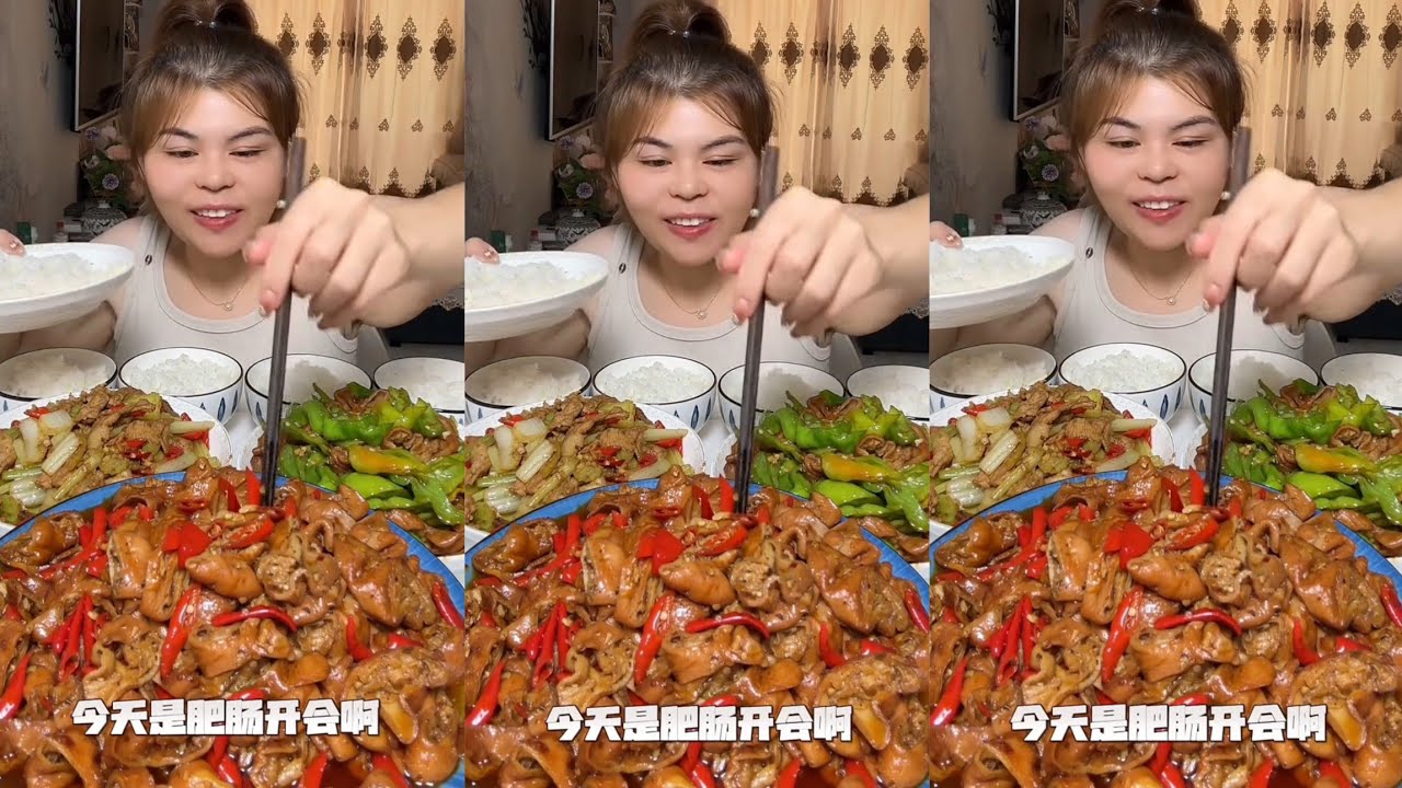Mukbang #: Eat pig brain belly pork, Fried skewers #c 