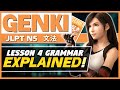 Complete genki lesson 4 grammar jlpt n5 beginner past tense double particles and much more