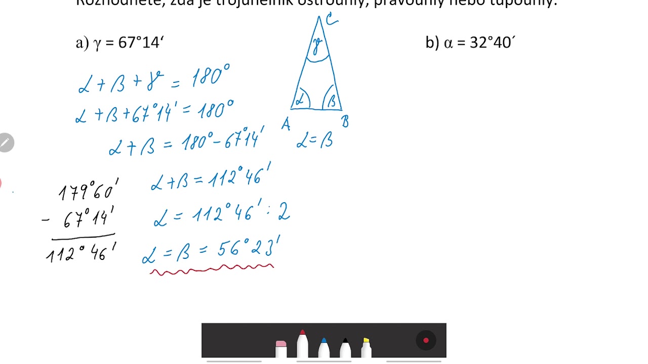 6.ročník: Výpočet úhlu v rovnoramenném trojúhelníku