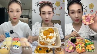 ASMR Mukbang 🫐Berry & Mango Cake,Creamy Mochi,Mini Cake | Soft & Satisfying Eating Sounds #asmr screenshot 4