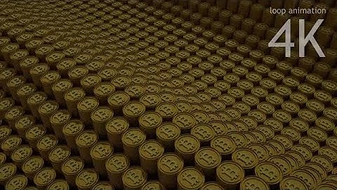 Gold Bitcoin Piles Loop Backround Stock Motion Graphics