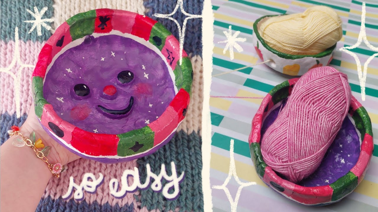 YARN BOWLS 🧶🧵💖 Making ceramics with cheap tools TUTORIAL YouTube