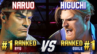 SF6 ▰ NARUO (#1 Ranked Ryu) vs HIGUCHI (#1 Ranked Guile) ▰ High Level Gameplay
