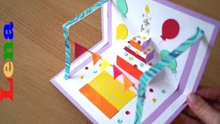 Kreativ mit Lena ? Geburtstagskuchen Karte basteln  Pop up Birthday cake card DIY