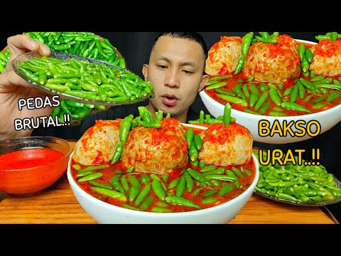 PEDAS NAGIH !! BAKSO URAT CABE RAWIT + GORENGAN TEMPE