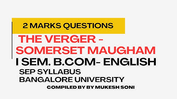 2 Marks Questions : The Verger : I Sem. B.Com- BU