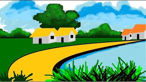 How to draw a village scenery in Microsoft Paint
